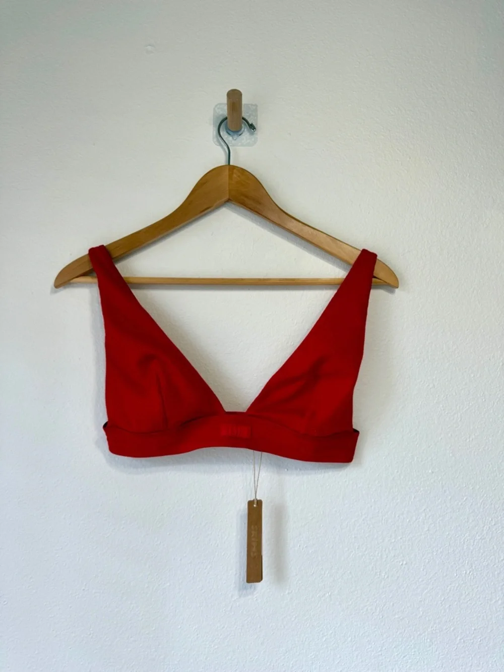 SKIMS Cotton Rib Plunge Bralette Cranberry NWT Size L - Picture 3 of 6